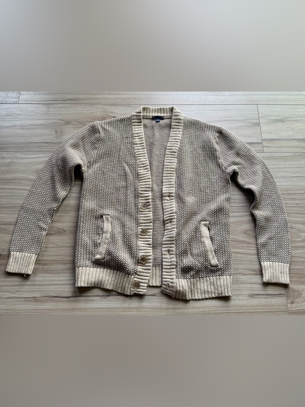 Gap Beige Chunky Knit Cardigan Sweater Women’s Large Cozy Neutral